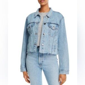 Pistola | Cropped Boyfriend Denim Jacket in Medium Blue
